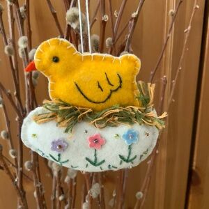 Hand Embroidered Felt Chicken